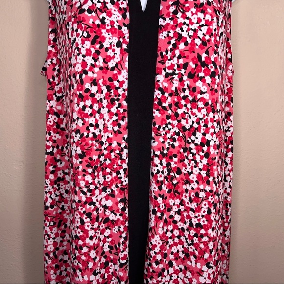 Medium MICHAEL Michael Kors Fuchsia Pink White Black Floral Dress Sleeveless - Picture 5 of 16